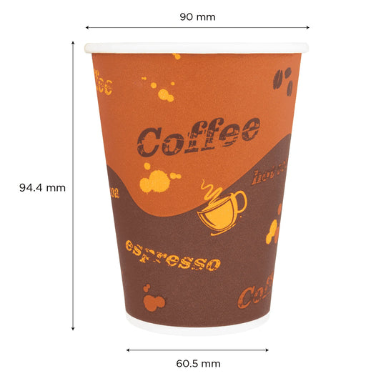 90mm 12oz Paper Hot Cups, Coffee Print