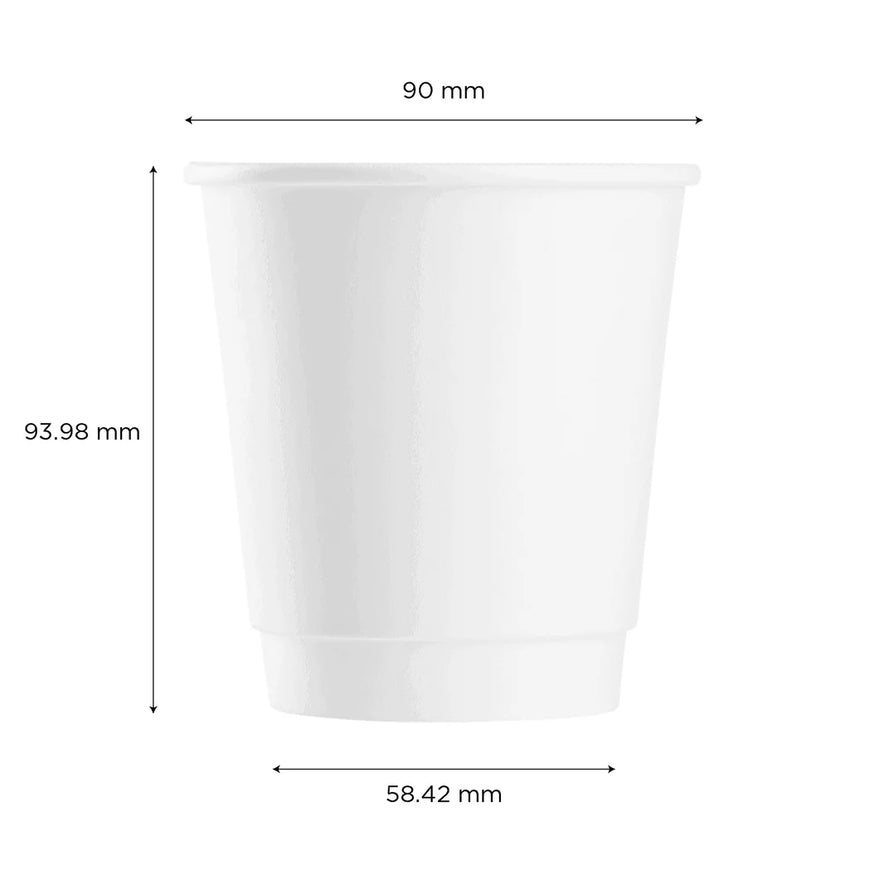 90mm 10oz Insulated Paper Hot Cup, White