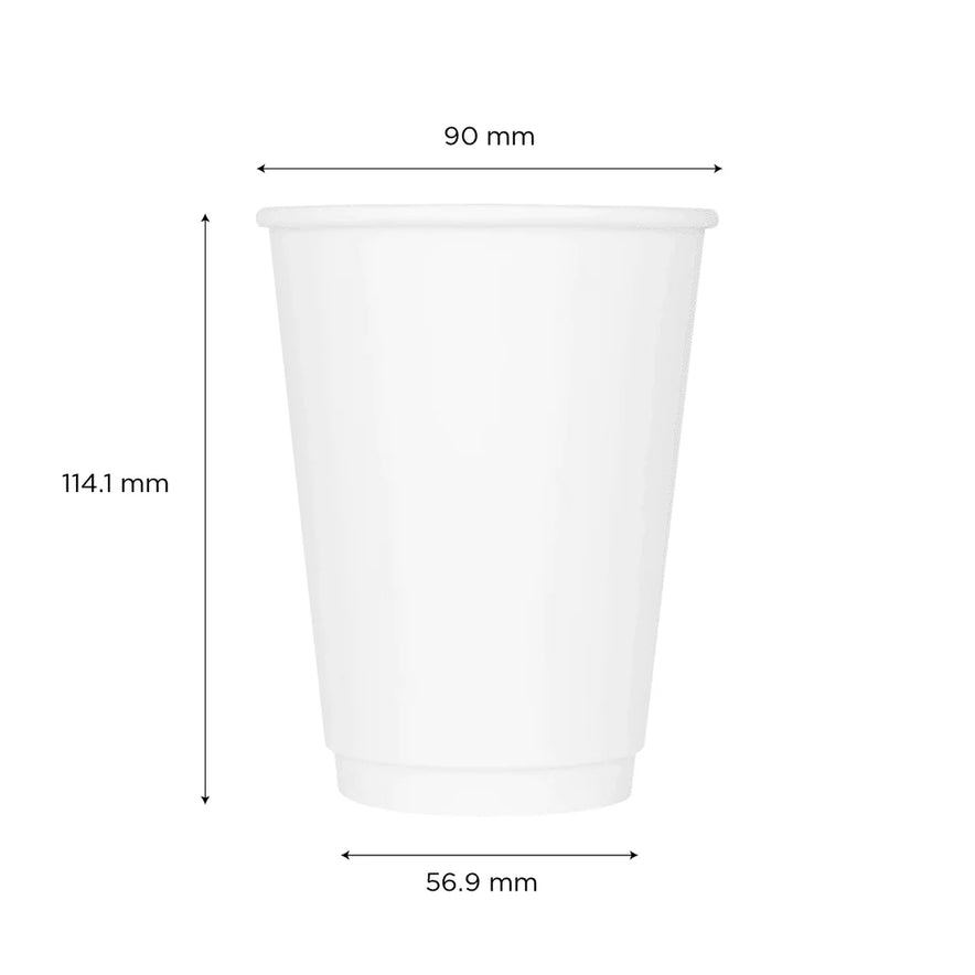 90mm 12oz Insulated Paper Hot Cups, White