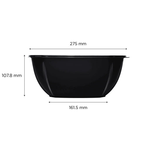 160 oz PET Square Bowl, Black