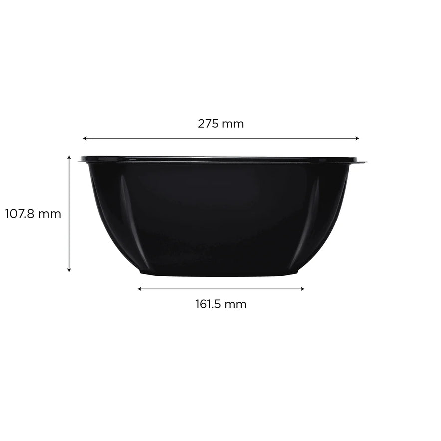160 oz PET Square Bowl, Black