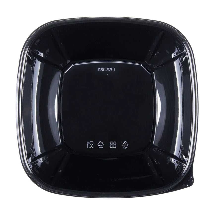 160 oz PET Square Bowl, Black