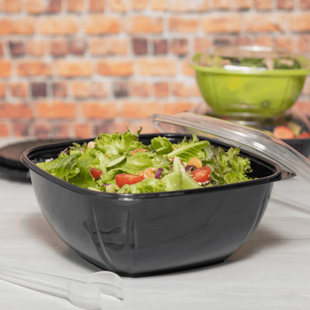 160 oz PET Square Bowl, Black