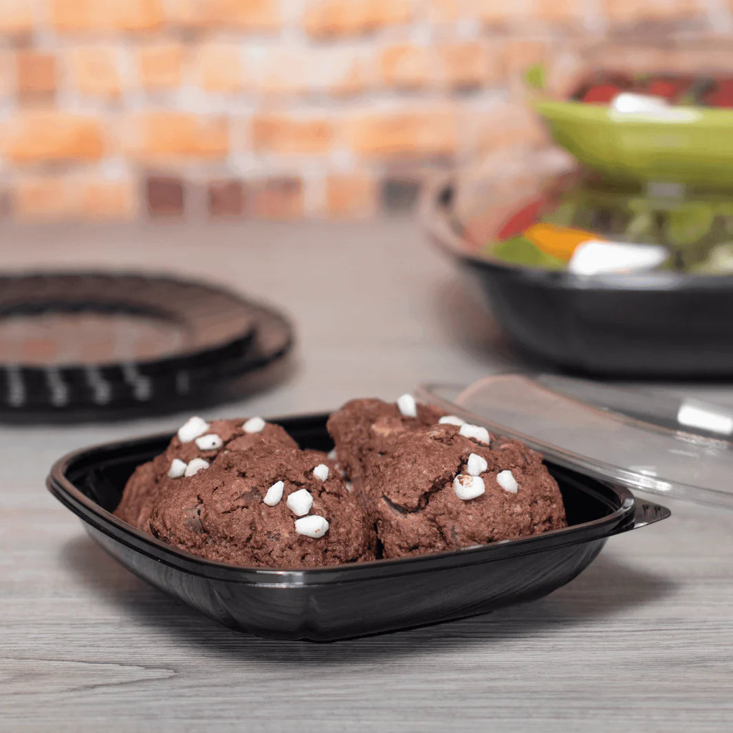24oz PET Square Bowl, Black