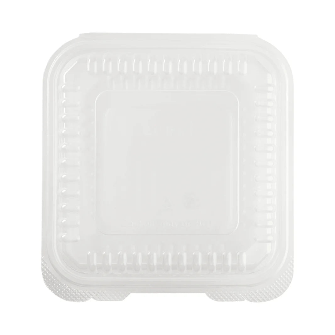 7" x 7" PP Plastic Hinged Container, Clear