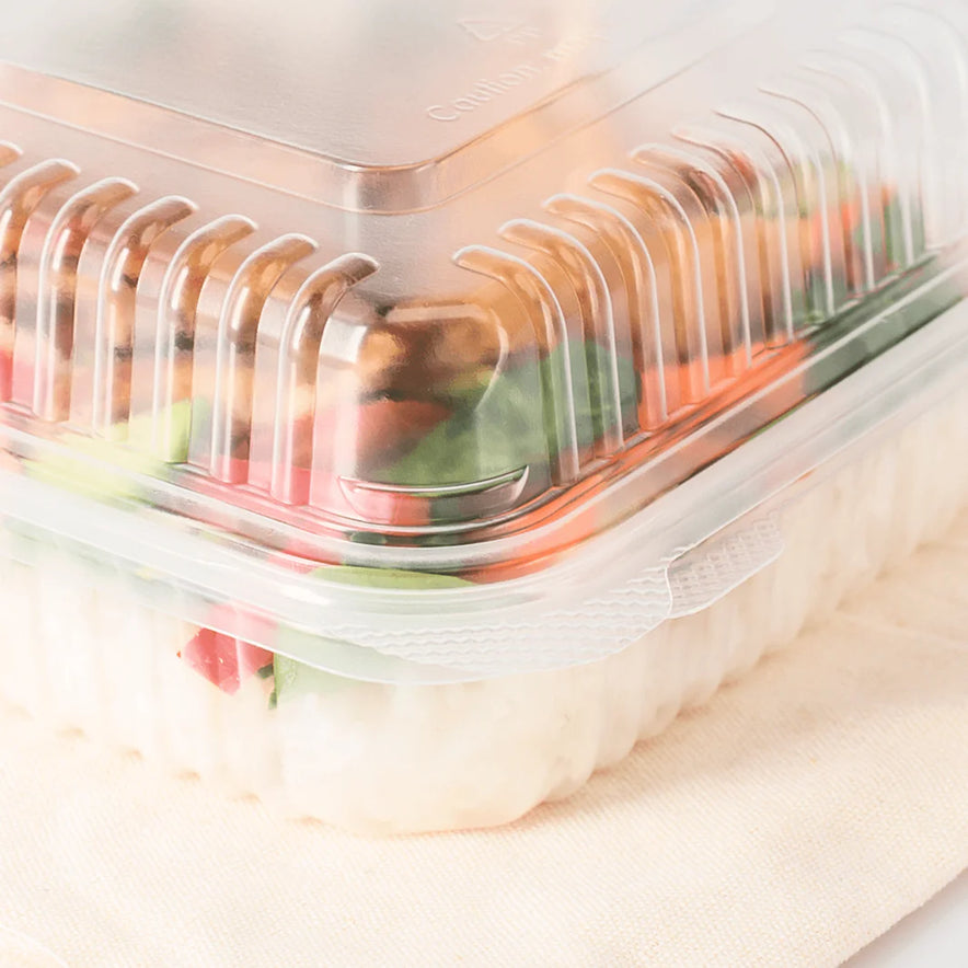 7" x 7" PP Plastic Hinged Container, Clear