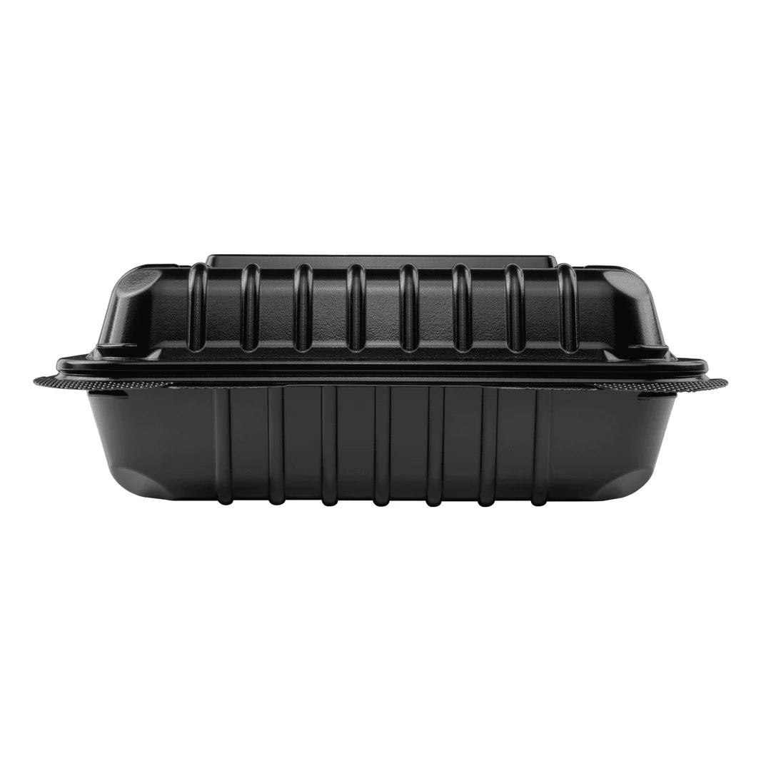 8" x 8" PP Plastic Hinged Container, Black