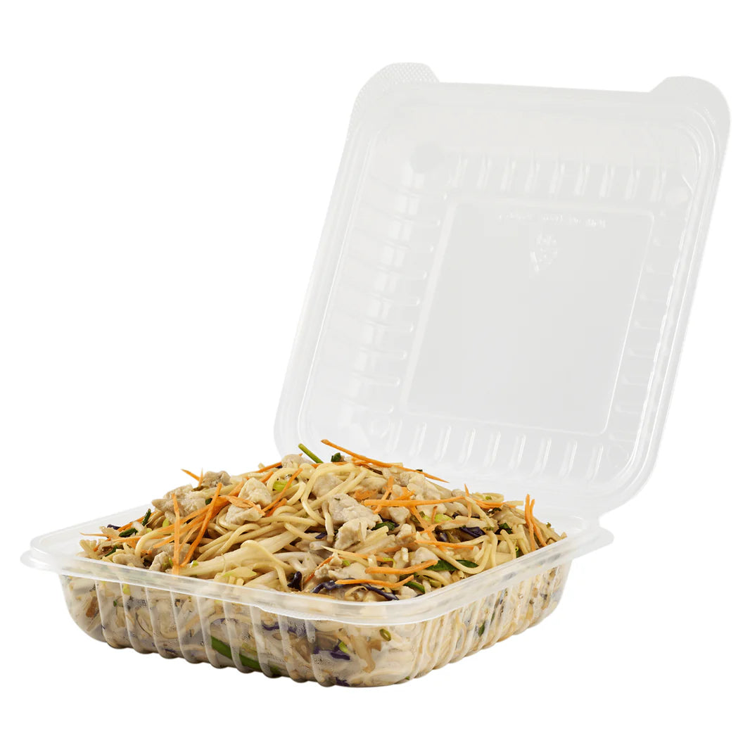 8" x 8" PP Plastic Hinged Container, Clear