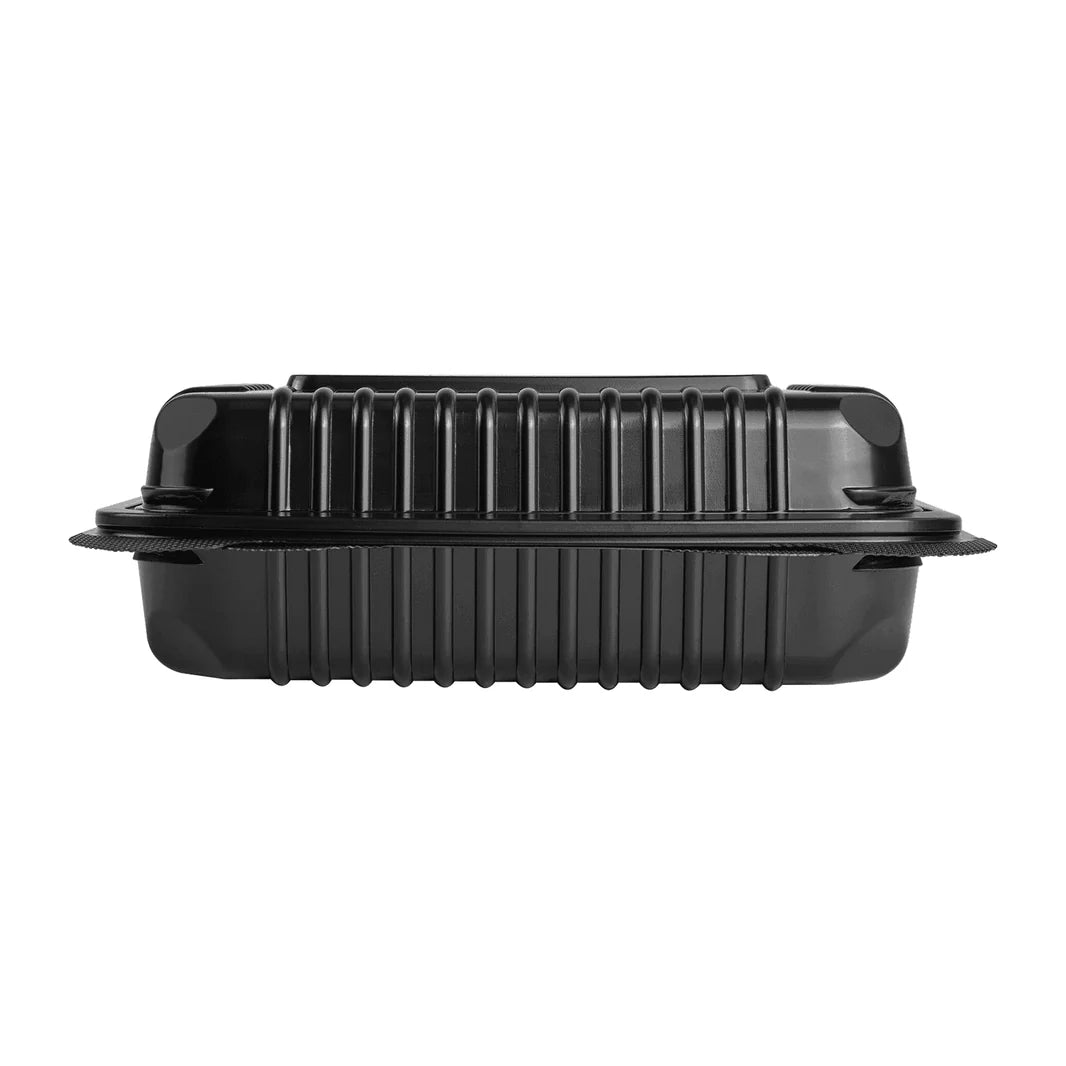 9" x 6" PP Plastic Hinged Container, Black