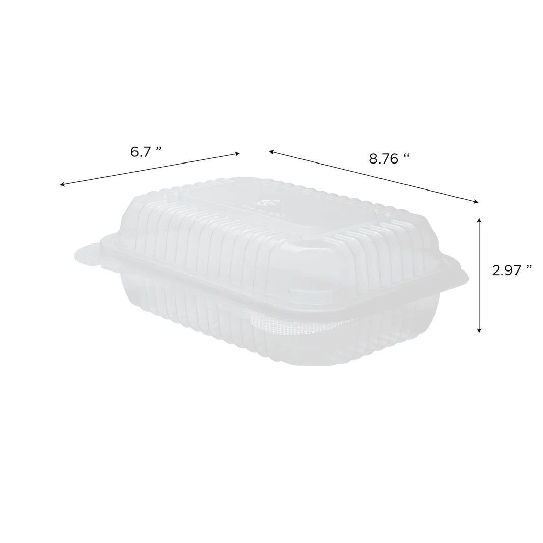 9" x 6" PP Plastic Hinged Container, Clear
