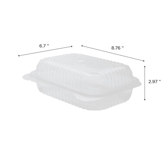 9" x 6" PP Plastic Hinged Container, Clear