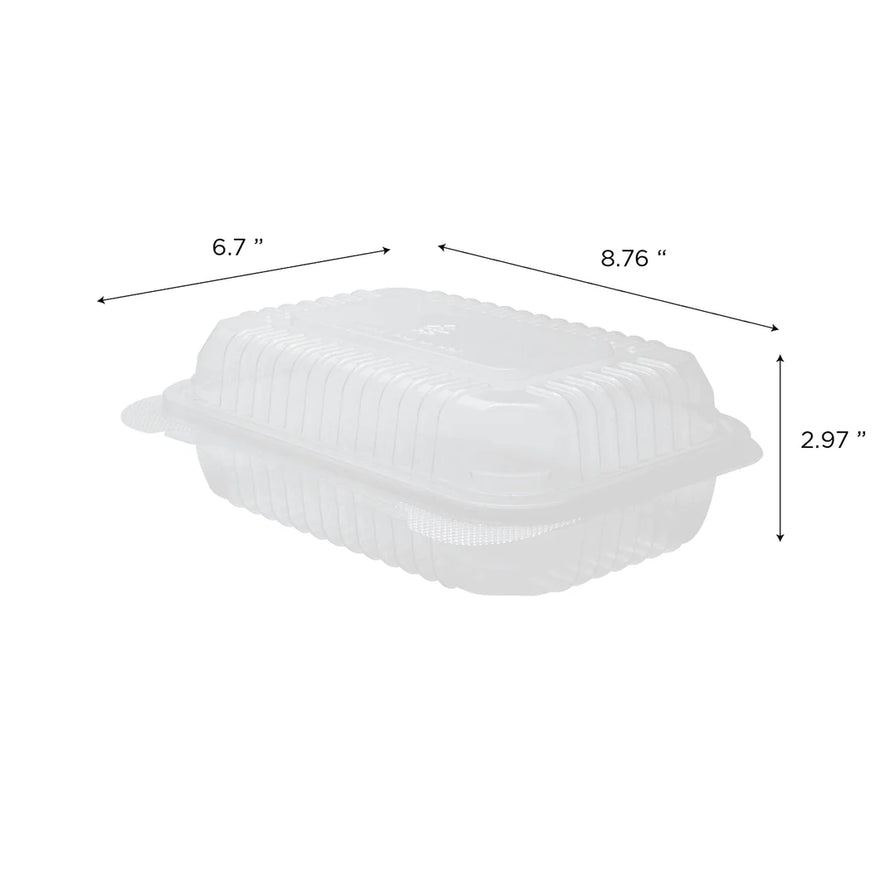 9" x 6" PP Plastic Hinged Container, Clear