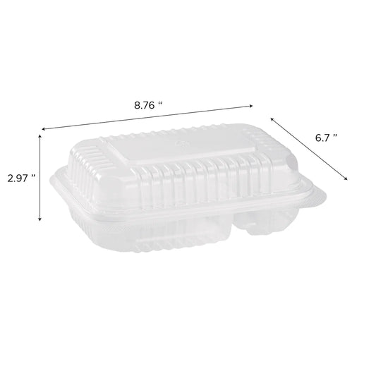 9" x 6" PP Plastic Hinged Container, 2 Compartments