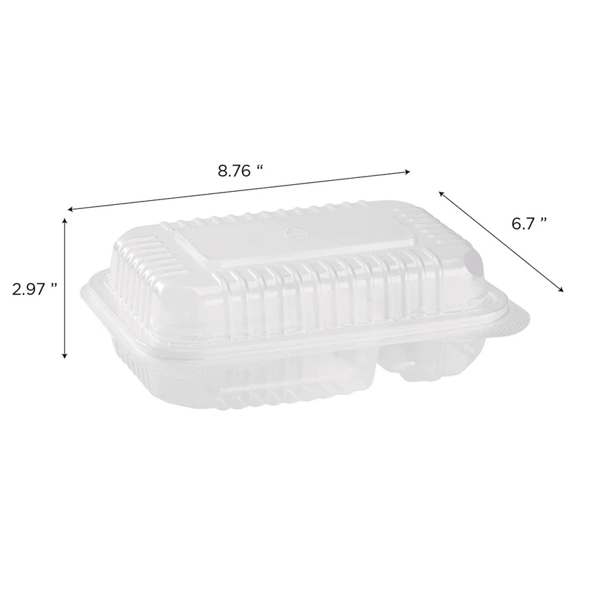 9" x 6" PP Plastic Hinged Container, 2 Compartments