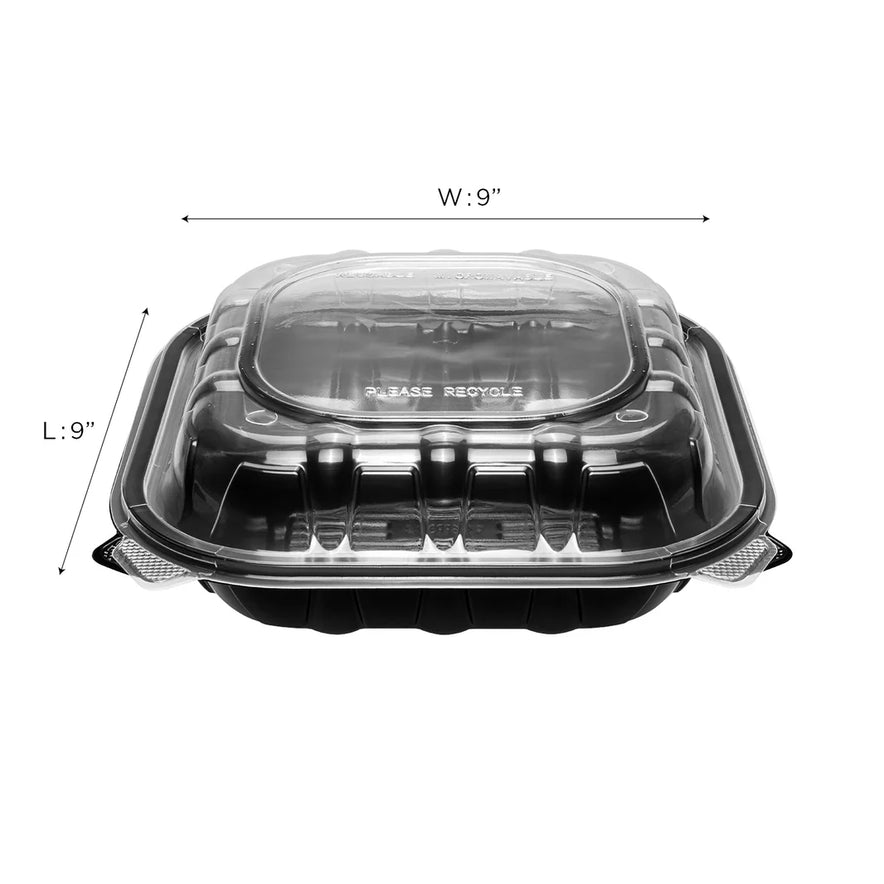 9"x 9" Premium PP Hinged Container, 3 compartments