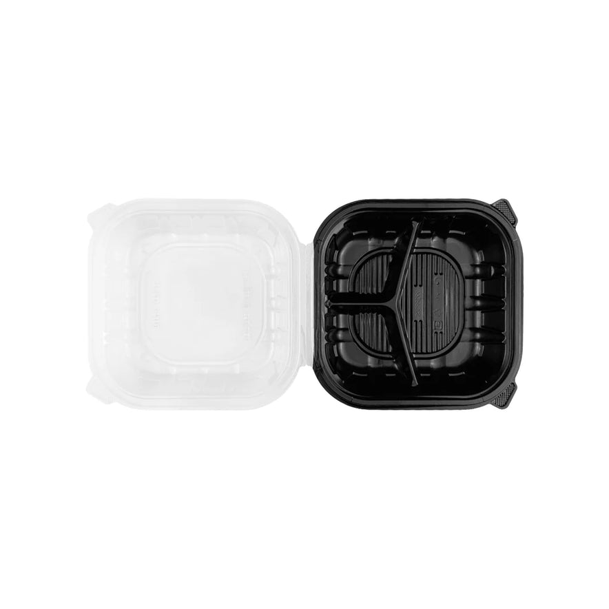 9"x 9" Premium PP Hinged Container, 3 compartments
