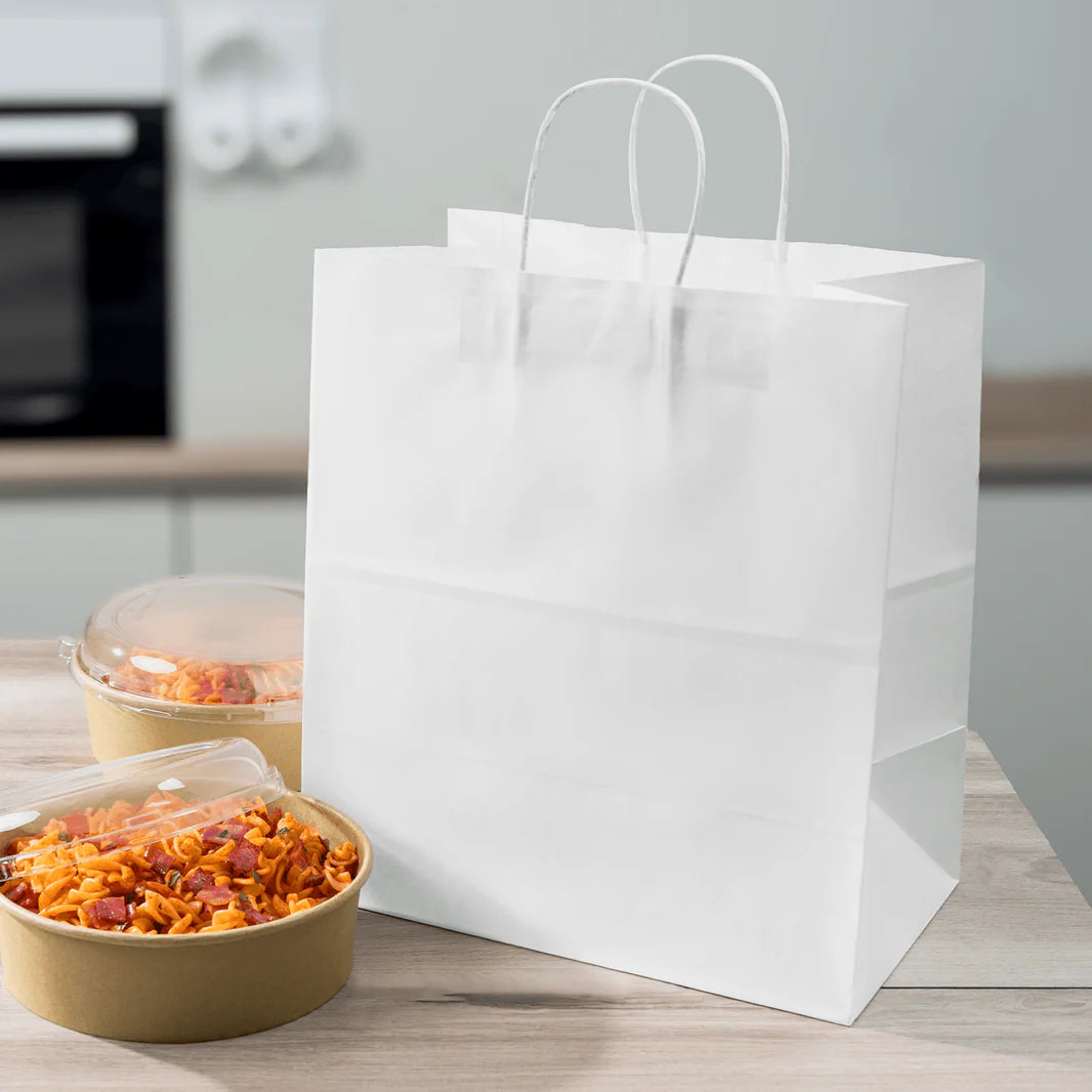 Paper Shopping Bag with Twisted Handles (Malibu), White