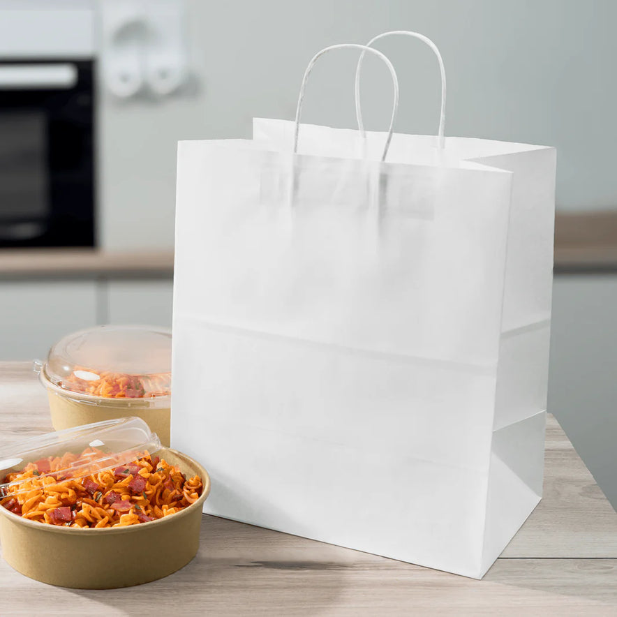 Paper Shopping Bag with Twisted Handles (Malibu), White