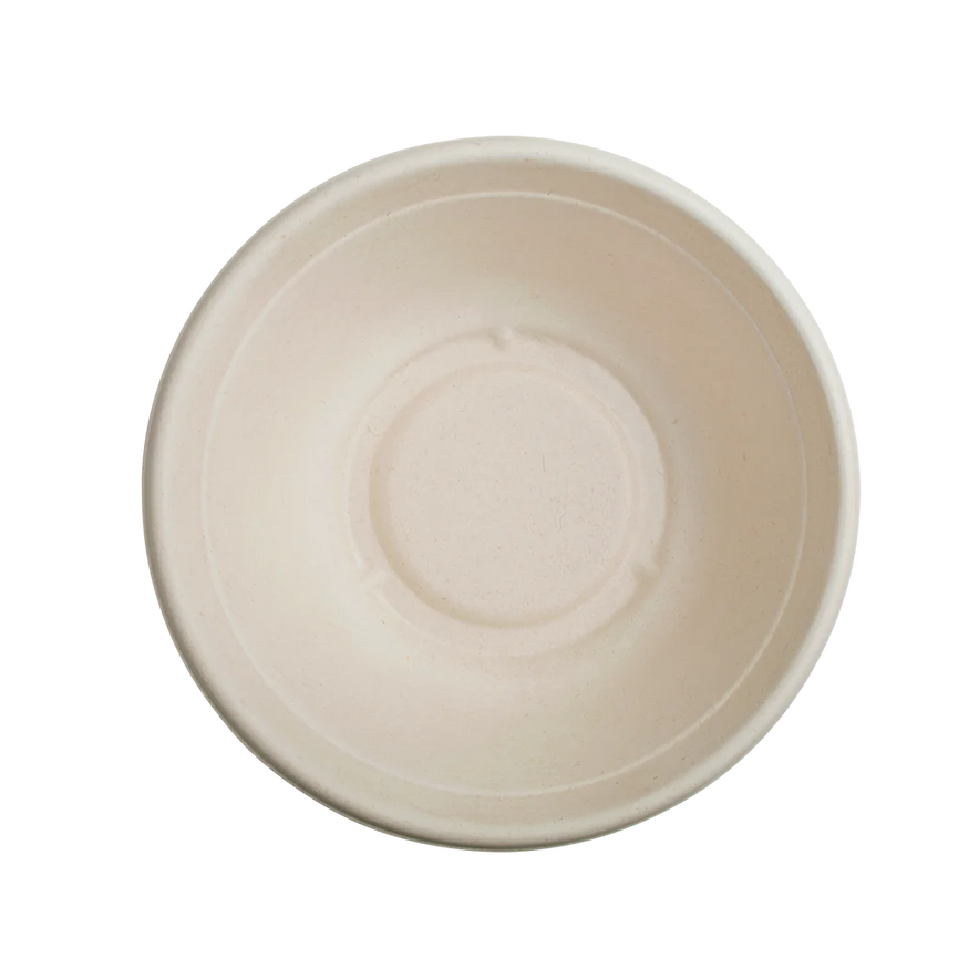 40oz PFAS Free Bagasse Round Bowl, Natural
