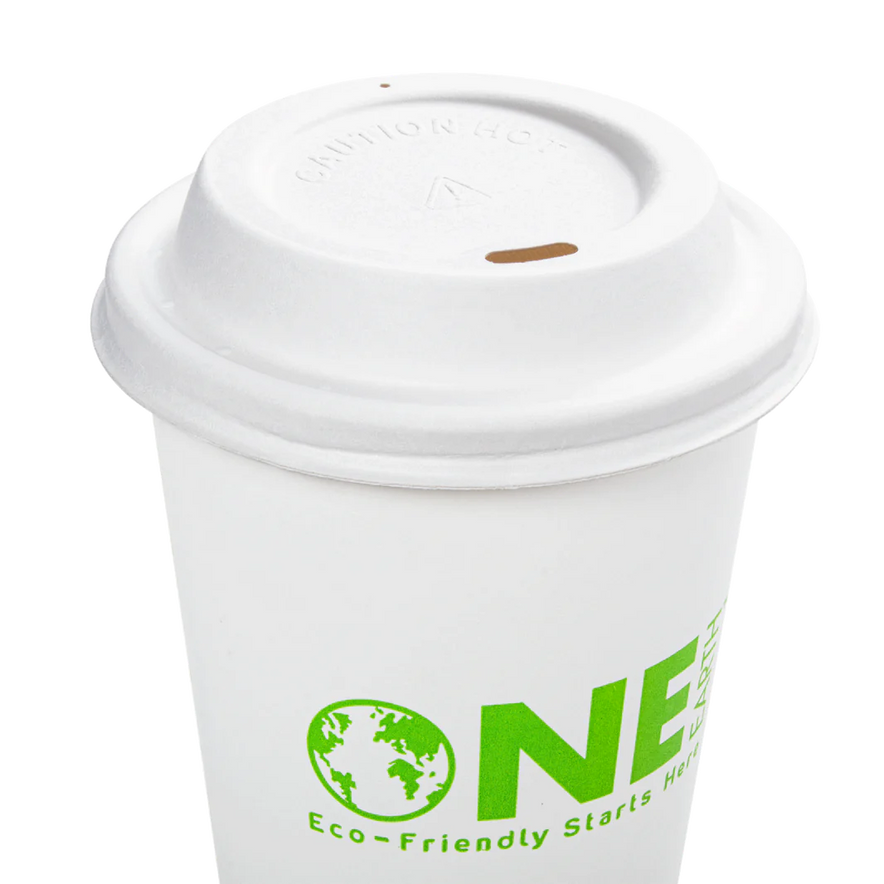 90mm Bagasse Sipper Dome Lid for 10-24oz Hot Cup, White