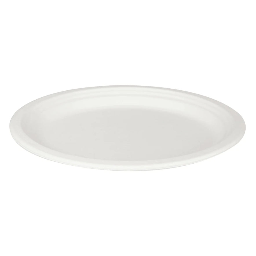 12.5"x 10" PFAS Free Compostable Bagasses Oval Plates, White