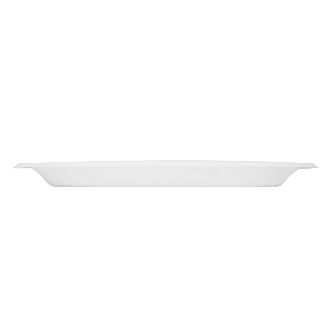 12.5"x 10" PFAS Free Compostable Bagasses Oval Plates, White