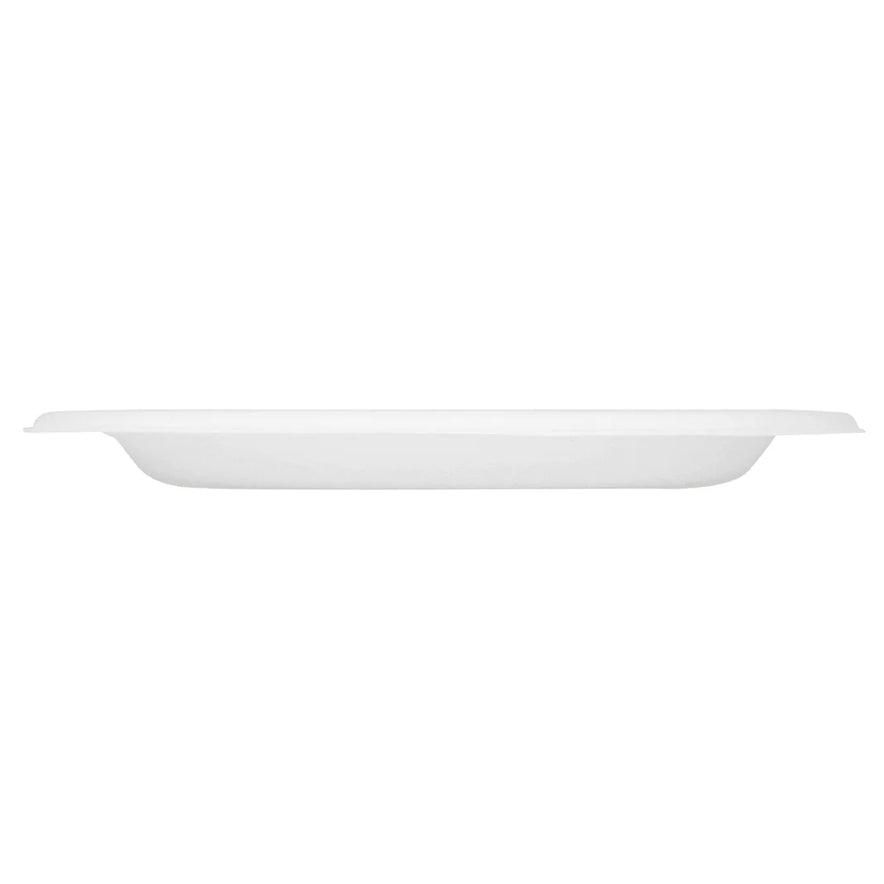 7" PFAS Free Compostable Bagasse Round Plates, White