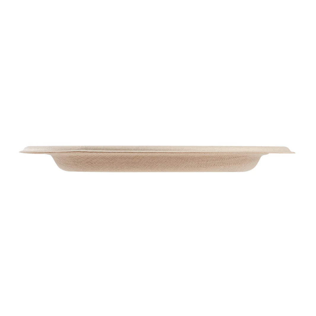 7" PFAS Free Compostable Bagasse Round Plates, Natural