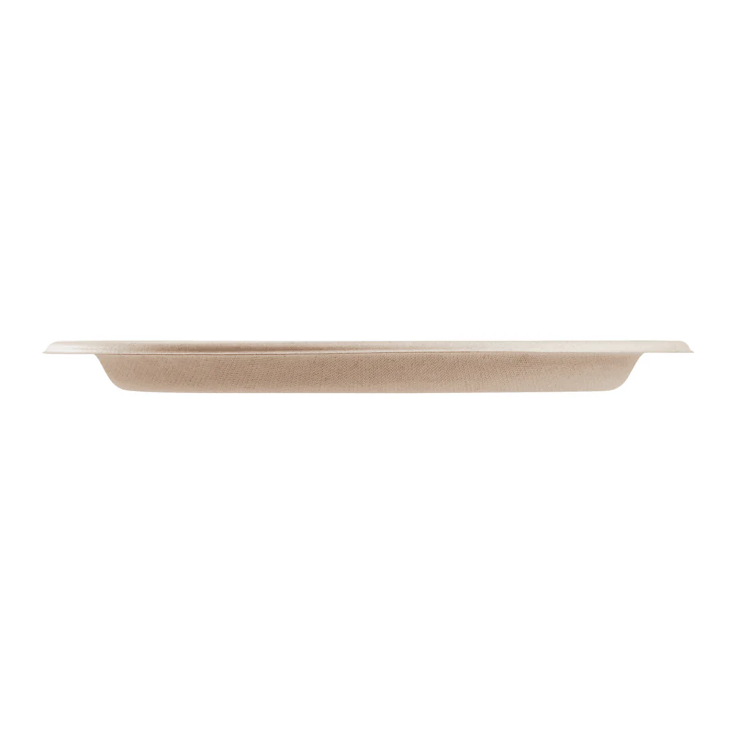10" PFAS Free Compostable Bagasse Round Plates, Natural, 3 Compartments