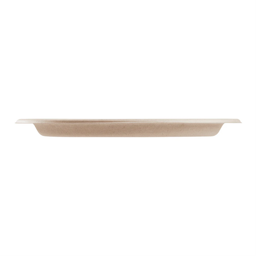 10" PFAS Free Compostable Bagasse Round Plates, Natural, 3 Compartments