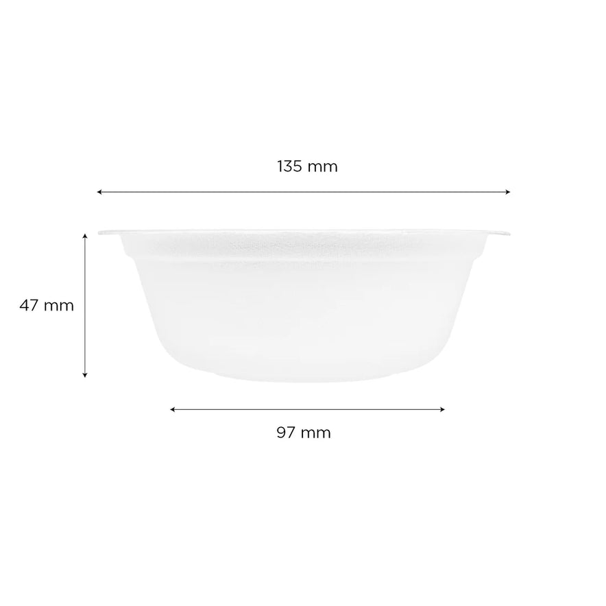 12oz PFAS Free Bagasses Rice Bowl, White