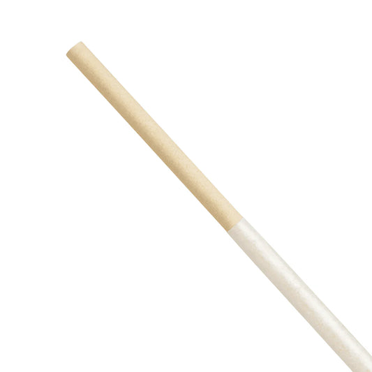 9" Diagonal Cut Bamboo Fiber Jumbo Straws (6mm) Paper Wrapped, Natural