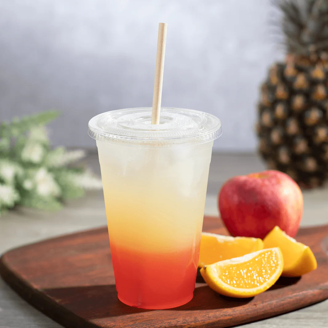 9" Diagonal Cut Bamboo Fiber Jumbo Straws (6mm) Paper Wrapped, Natural