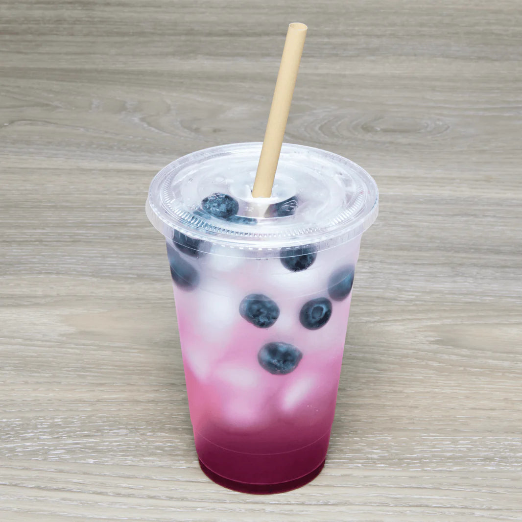 9" Diagonal Cut Bamboo Fiber Giant Straws (8mm) Paper Wrapped, Natural