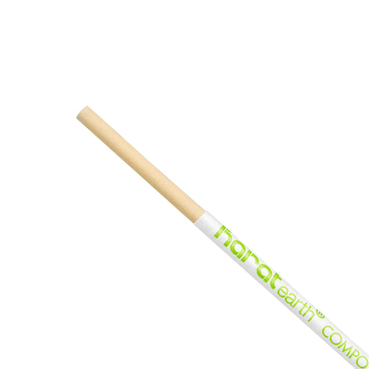 9" Flat Cut Bamboo Fiber Giant Straws (8mm) Paper Wrapped, Natural