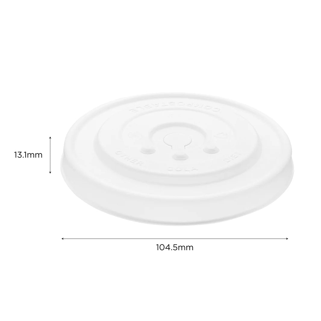104.5mm Compostable Fiber Paper Flat Lid for 32oz Paper Cold Cup