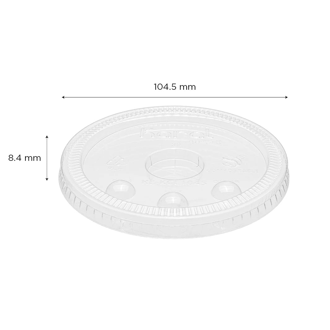 104.5mm PLA Flat Lids for Eco-Friendly 32oz Paper Cold Cups