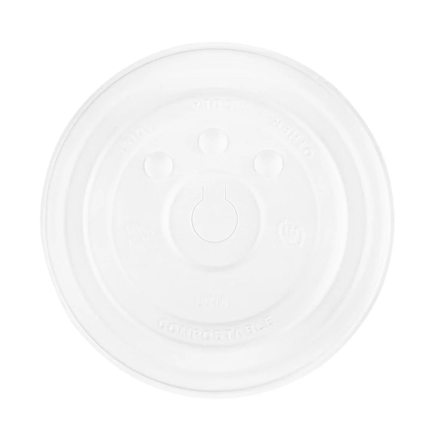 90mm Compostable Fiber Paper Flat Lid For 12-22oz Paper Cold Cup