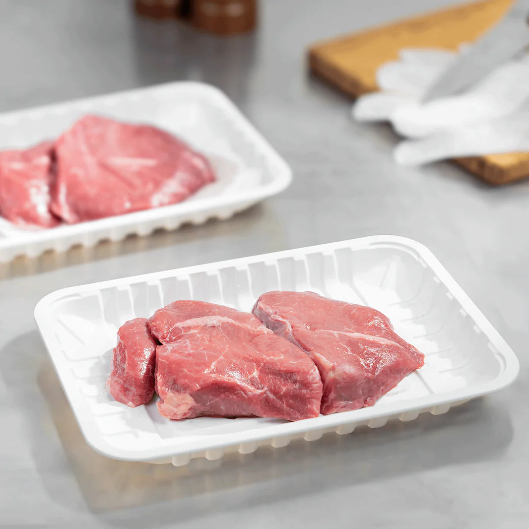 8.5”x6” Mineral Filled PP Meat Tray, Rectangular, White