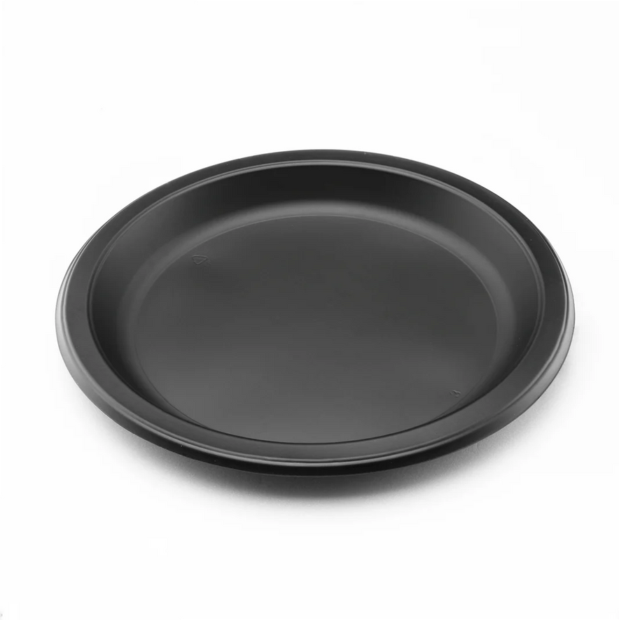 9" Mineral Filled PP Round Plate, Black, 1 Compartment
