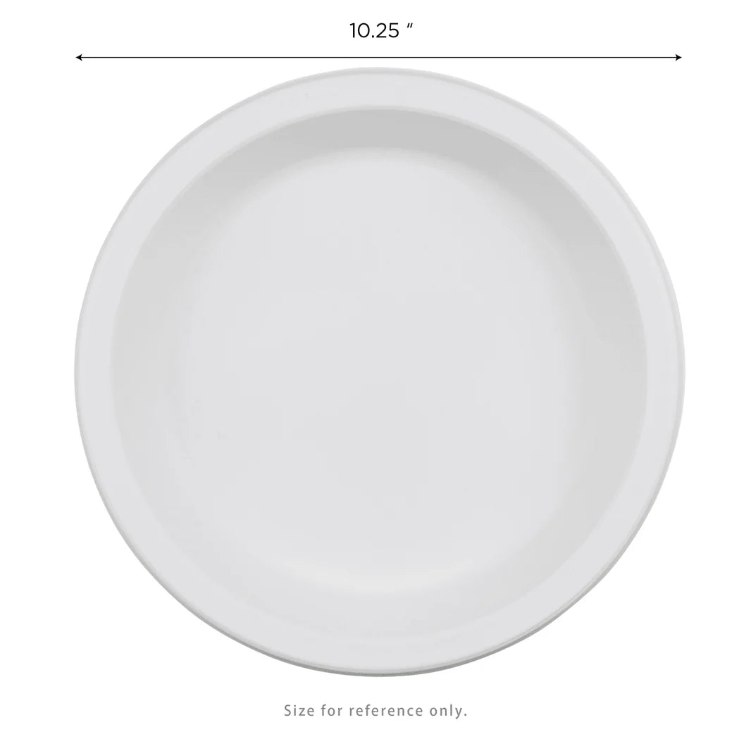 10.25" Mineral Filled PP Round Plate, White, 1 Compartment