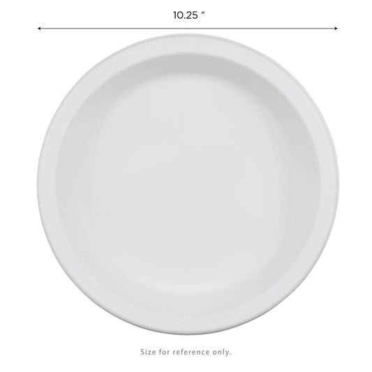 10.25" Mineral Filled PP Round Plate, White, 1 Compartment