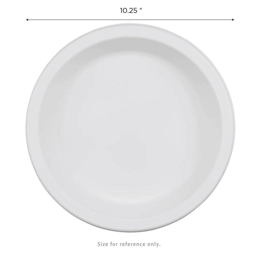 10.25" Mineral Filled PP Round Plate, White, 1 Compartment