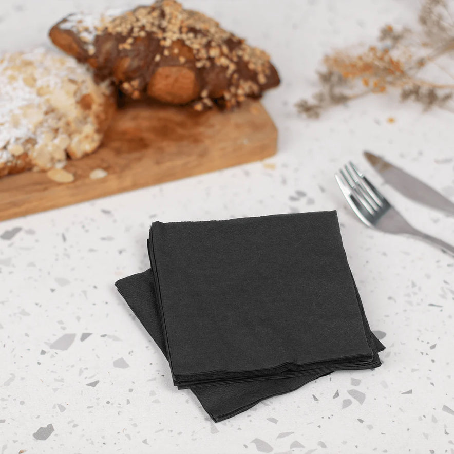9.5"x9.5" Beverage Napkins, Black (4000ct)