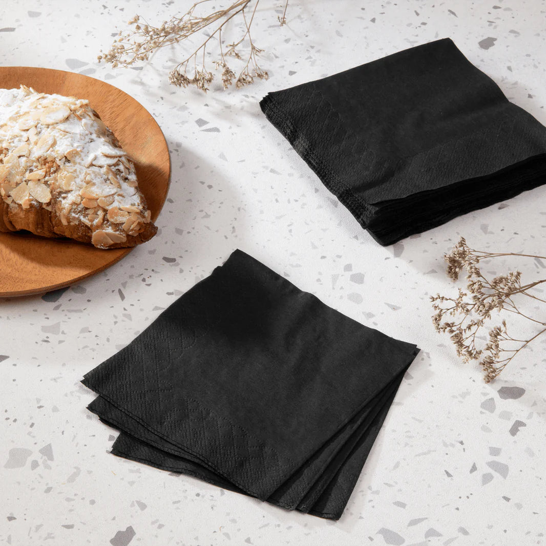 9.5"x9.5" Beverage Napkins, Black (1000ct)