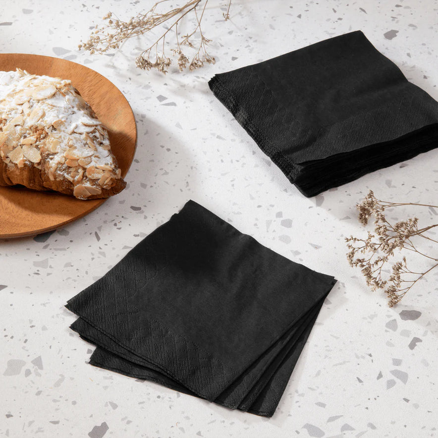 9.5"x9.5" Beverage Napkins, Black (1000ct)