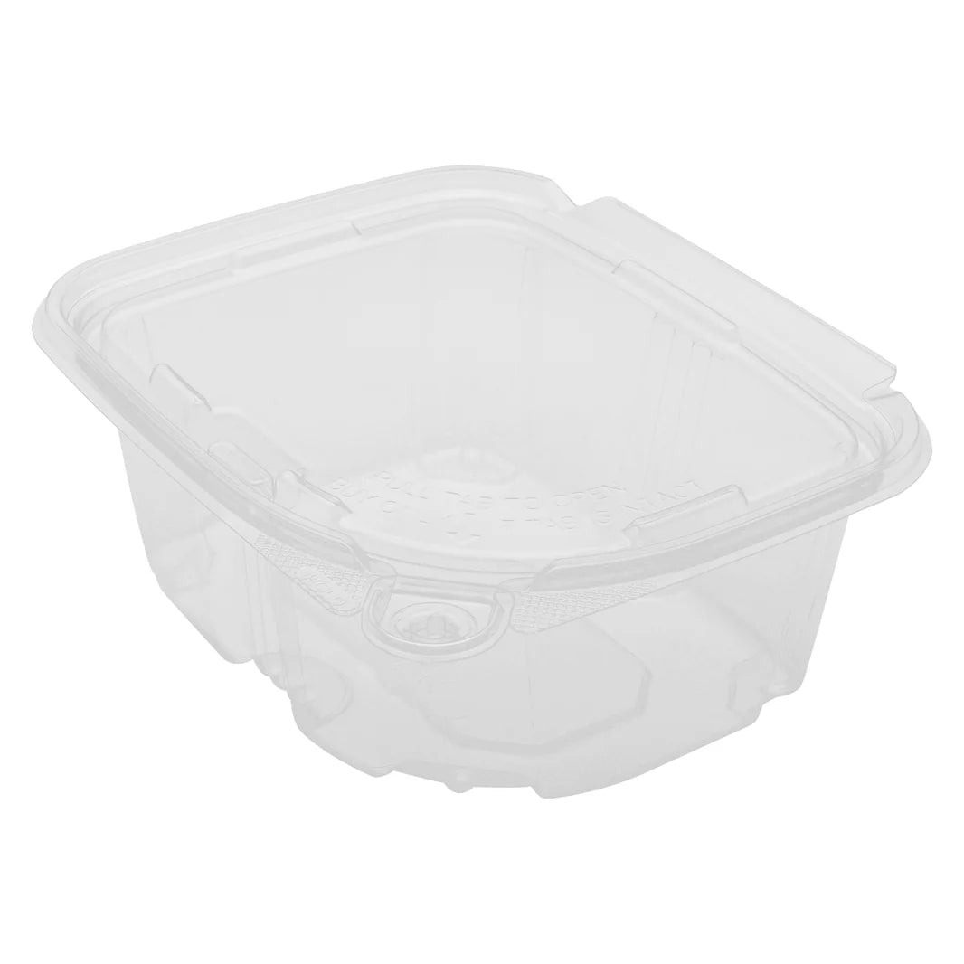 16oz PET Plastic Tamper Resistant Hinged Deli Container with Lid