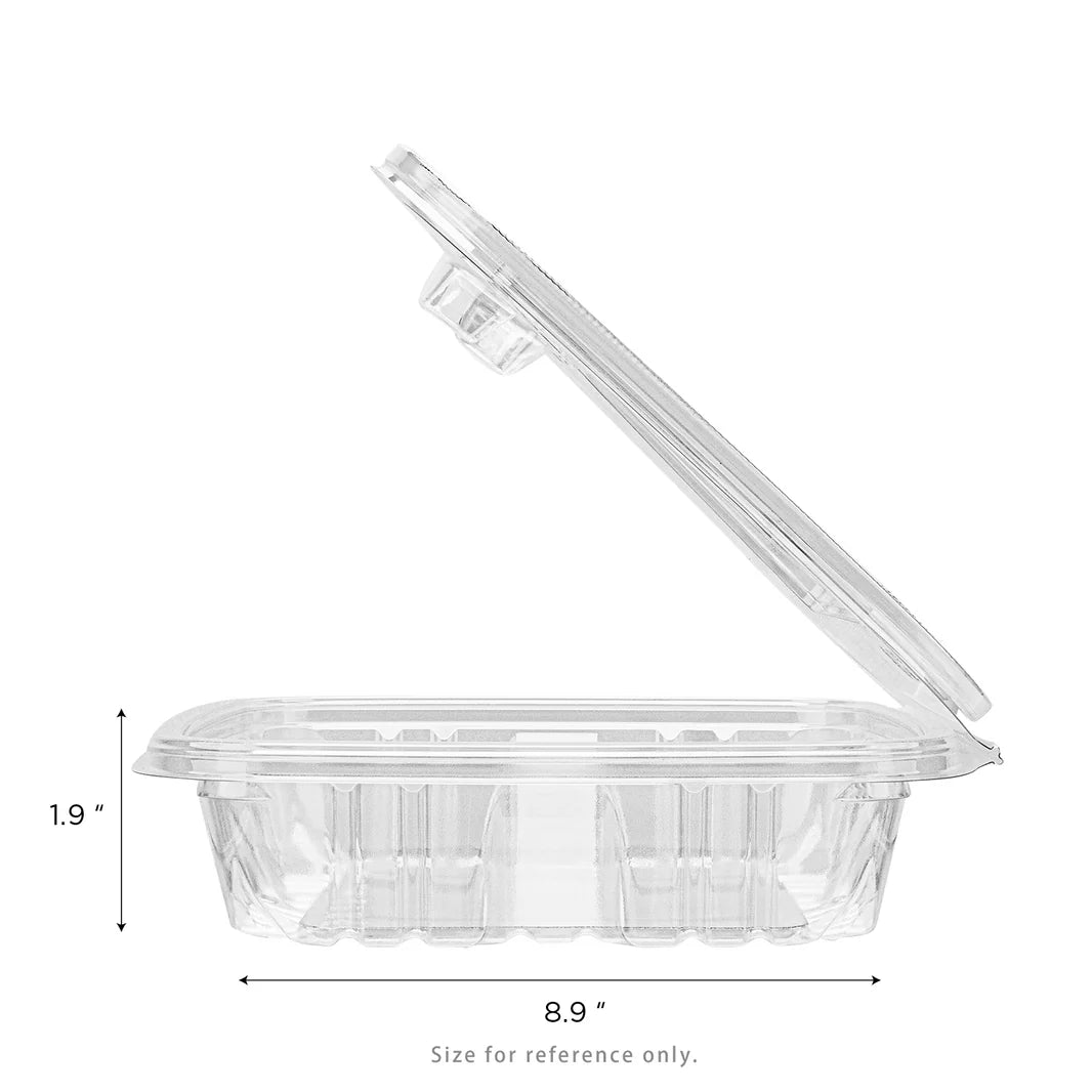 36oz PET Tamper Resistant Hinged Deli Container w/Flat Lid, Rectangular