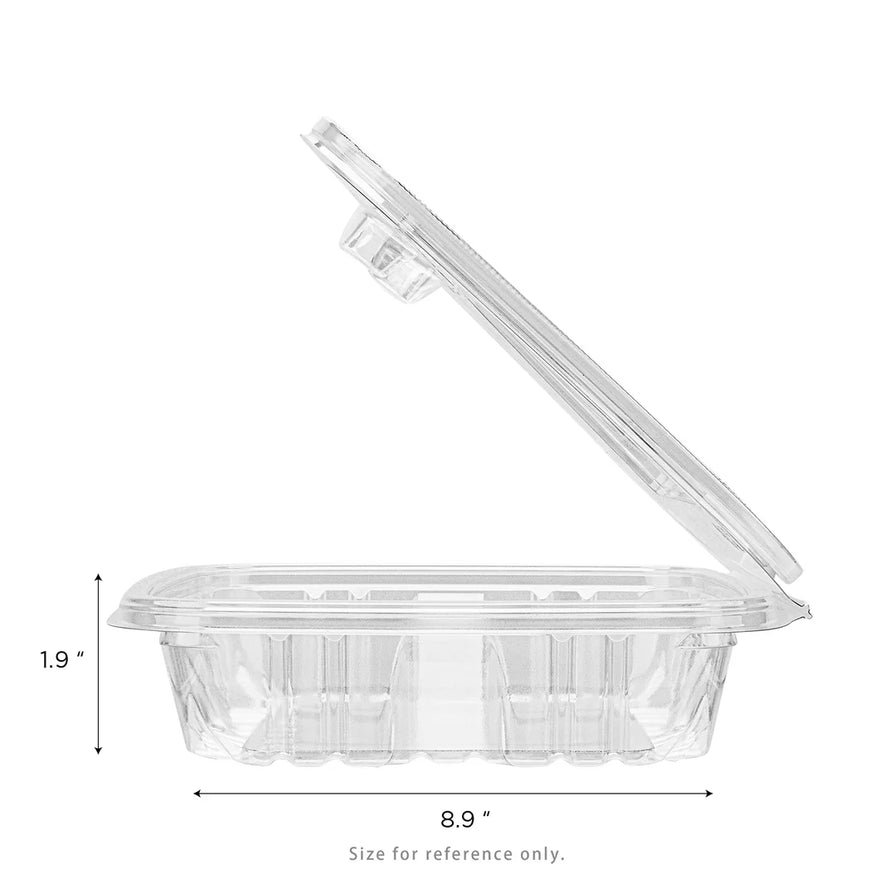 36oz PET Tamper Resistant Hinged Deli Container w/Flat Lid, Rectangular