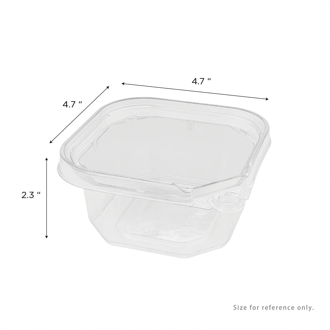 12oz PET Tamper Resistant Square Container, Clear